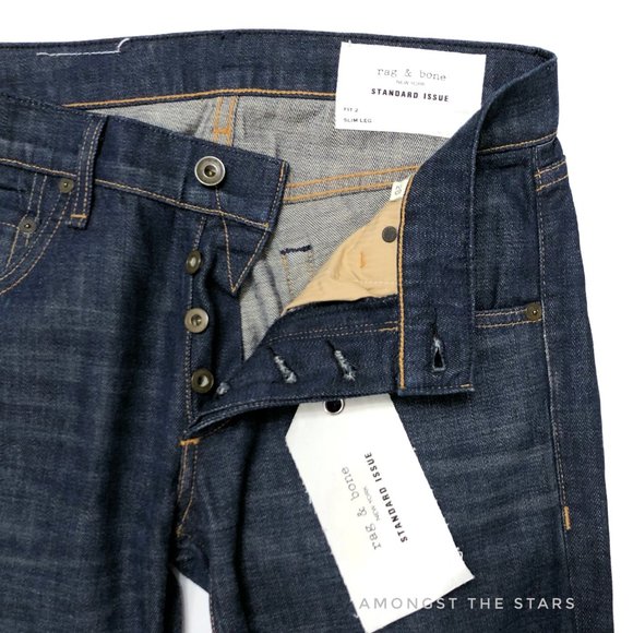 rag & bone Fit 2 Owen Dark Blue Wash Slim Jeans - Picture 6 of 10